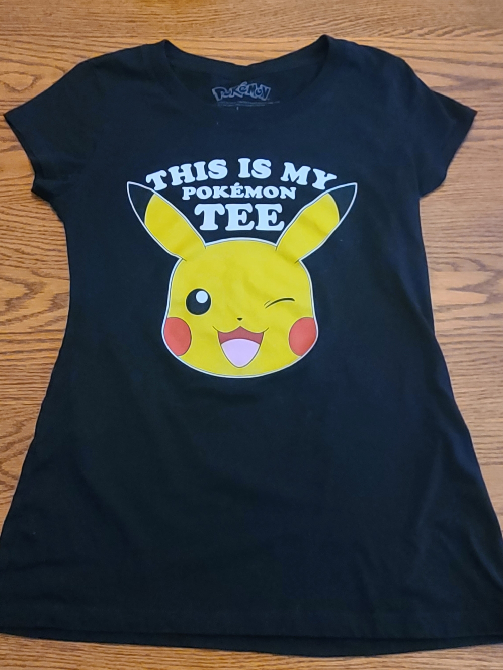 Pokemon Black Tee with Yellow Pikachu Graphic